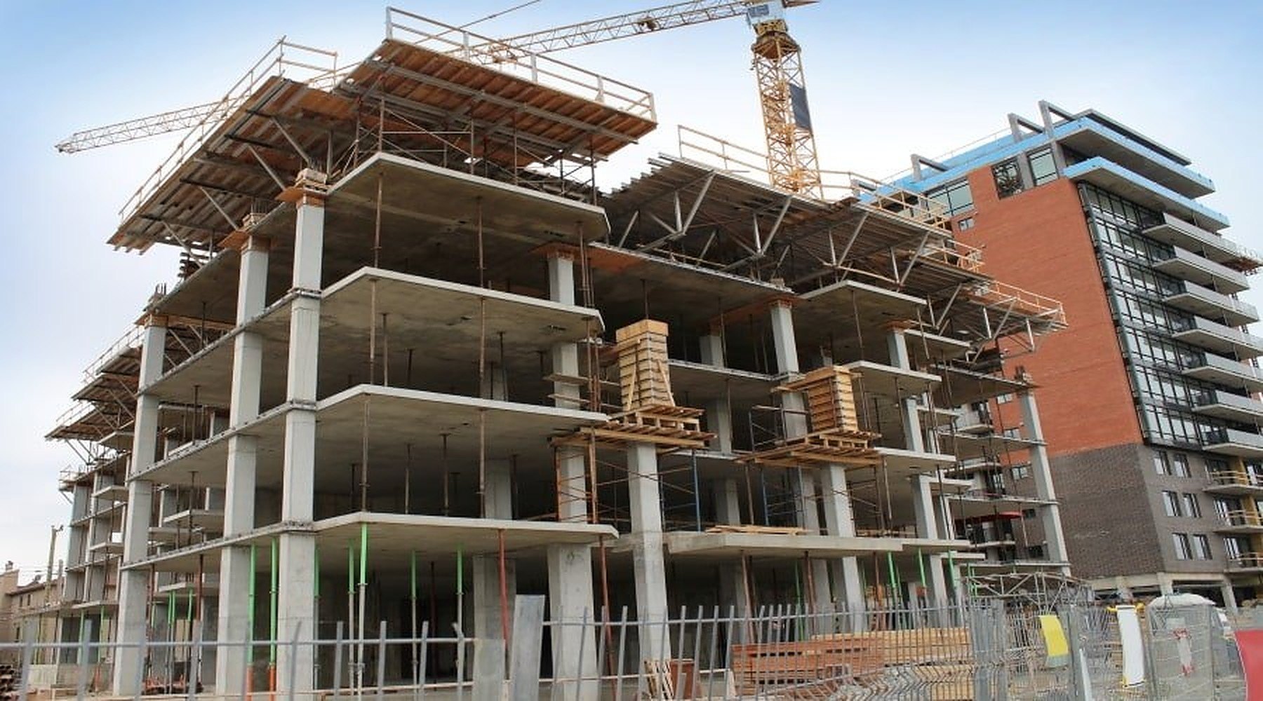 Commercial building construction site