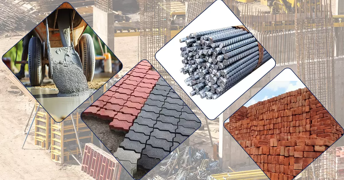 Assorted building materials on a construction site