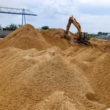 Heap of fine river sand (balu) for construction and concrete work
